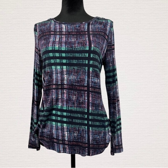 Women’s Small Petite Apt 9 Top Multicolor Tunic Long Sleeve - Picture 3 of 6
